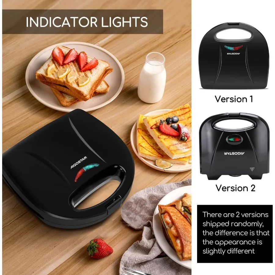 

Электрический гриль-сэндвичница с антипригарной глубокой решеткой для яиц, ветчины, стейков, компактный, черный, с сертификатом ETL