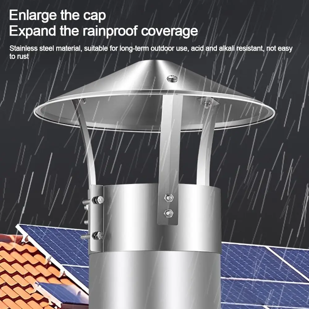 

75-160mm Ventilated Rain Cap Stainless Steel Exterior Wall Air Outlet Stove Pipe Protector Cover Rain Pipe Cap