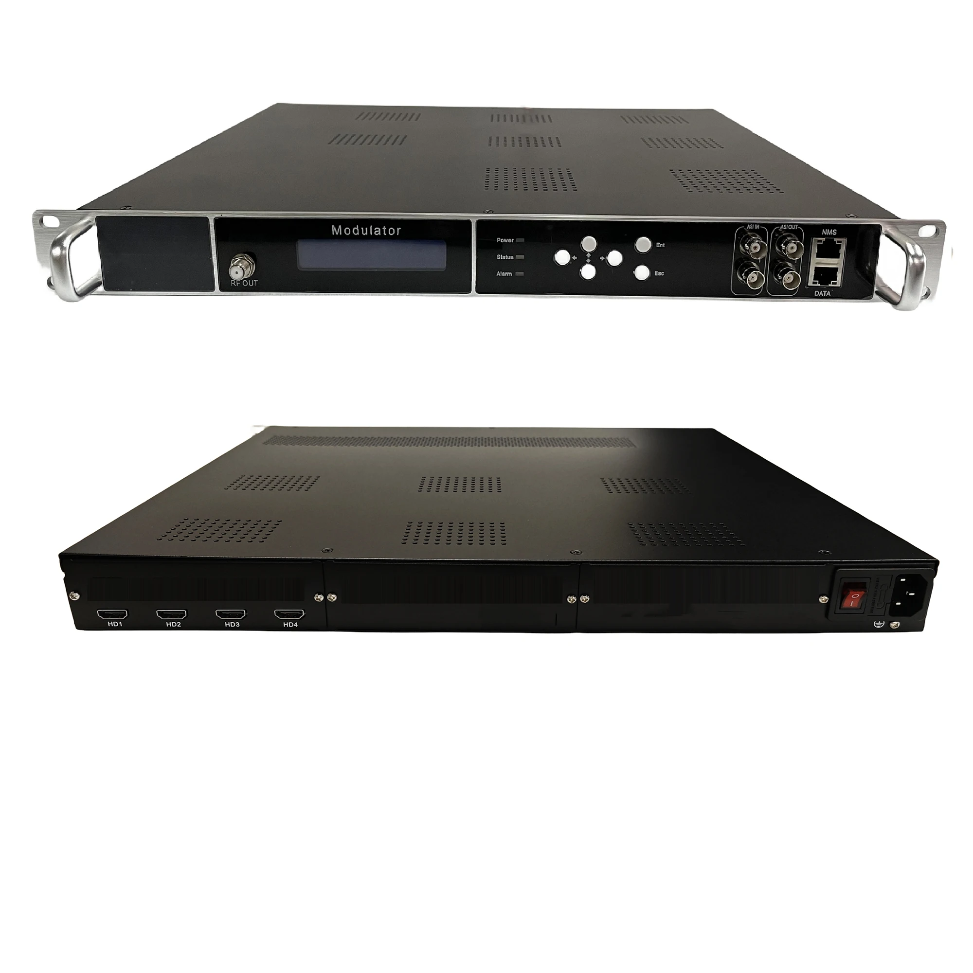 24 16 12 8 Modulador codificador de audio/vídeo multicanal HD a RF H264 IP ASI a RF DVB-T DVB-C ATSC ISDBT Modulador