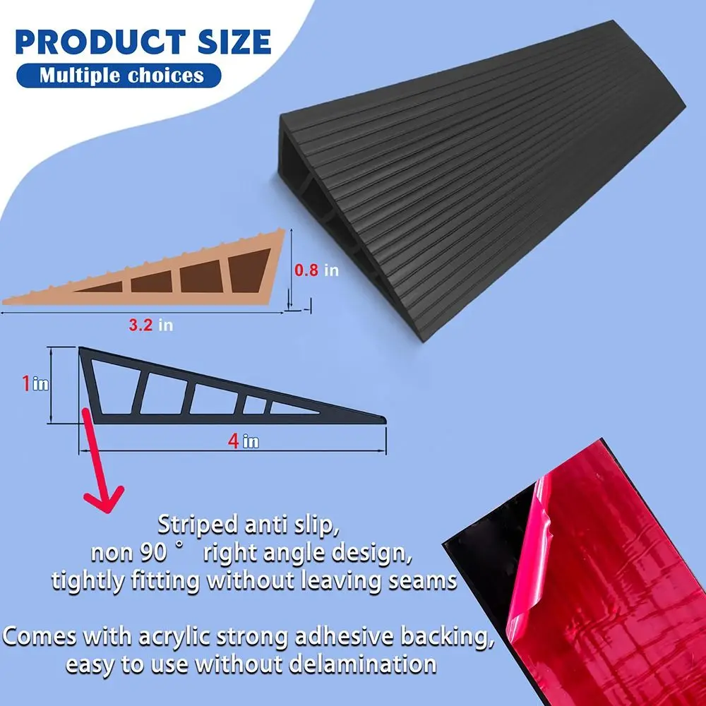 Carpet To Tile Rise Threshold Ramps 60cm Self Adhesive Wheelchairs Ramps Soft PVC Floor Transition Strip Wood/Tile Floor