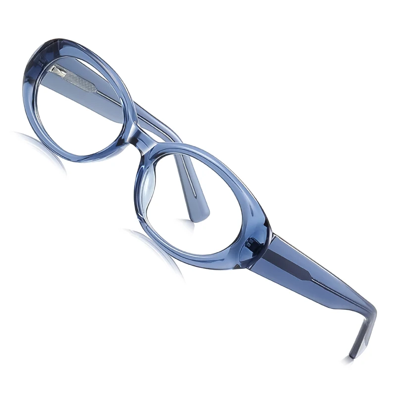 Gafas de protección contra luz azul con montura ovalada a la moda, montura TR, diseño de inserción de núcleo cómodo y ecológico, versátil y elegante