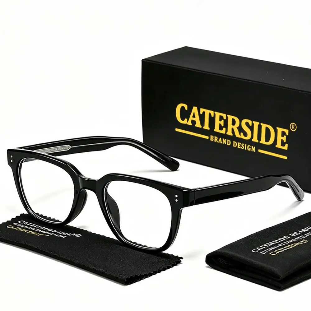 CATERSIDE Retro Herren-Blaulichtbrille, hochwertiger quadratischer Tr-90-Brillenrahmen, Damen-Computer-Lesebrille mit flacher Linse – Detail 5
