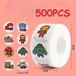 500PCS Multiple Styles Avengers Roll Sticker MV Decorative Seal Sticker Circular Alliance Hulk Steel Iron Man Sticker Kids Toys