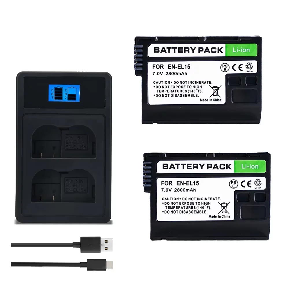 7.0V EN-EL15 2800mAH Battery for Nikon D850 D810 D800 D750 D610 D600 D7500 EL15A