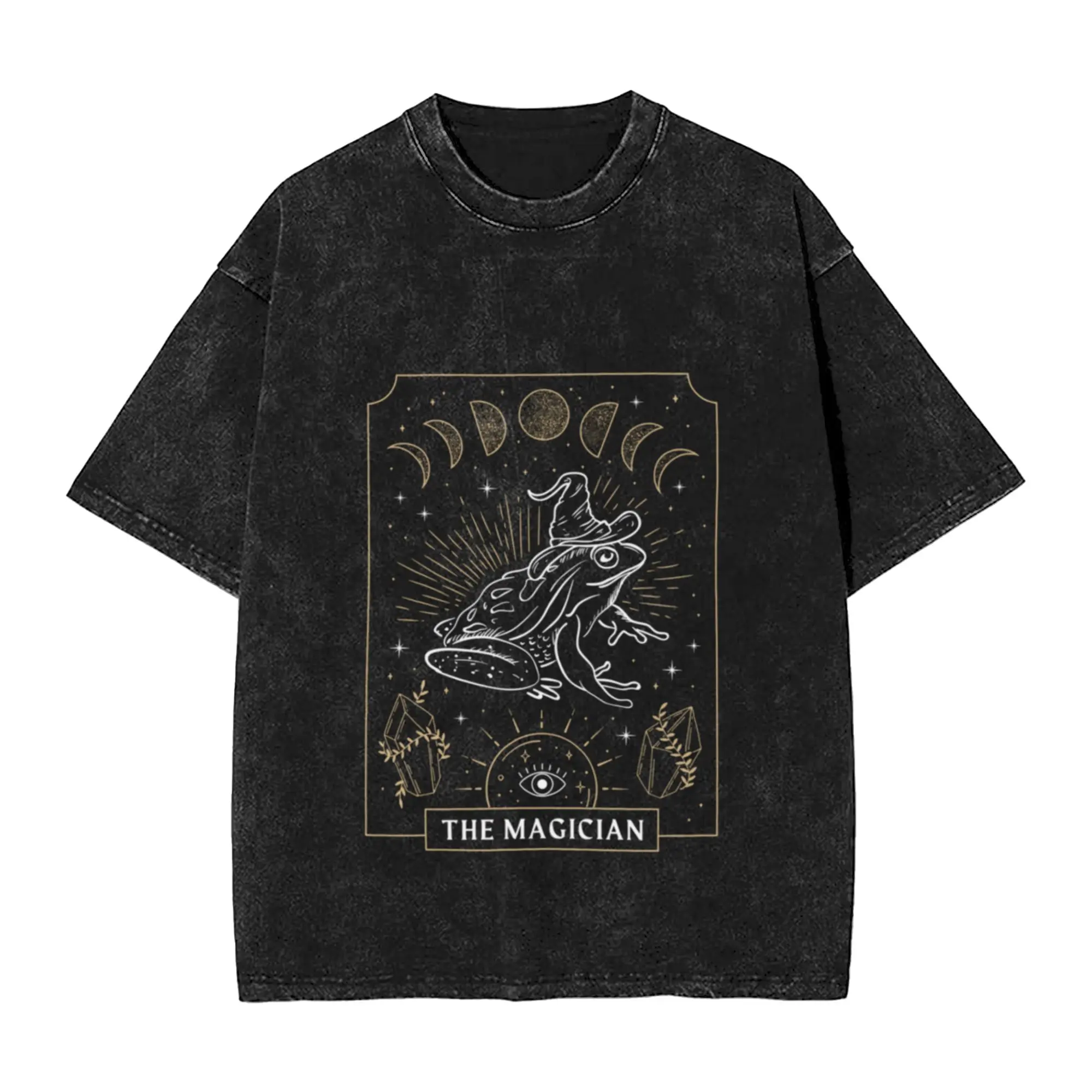 Mystical Frog Wizard  Dark Academia Aesthetic with Cottagecore A Vintage Oversized Cotton Unisex T-Shirts