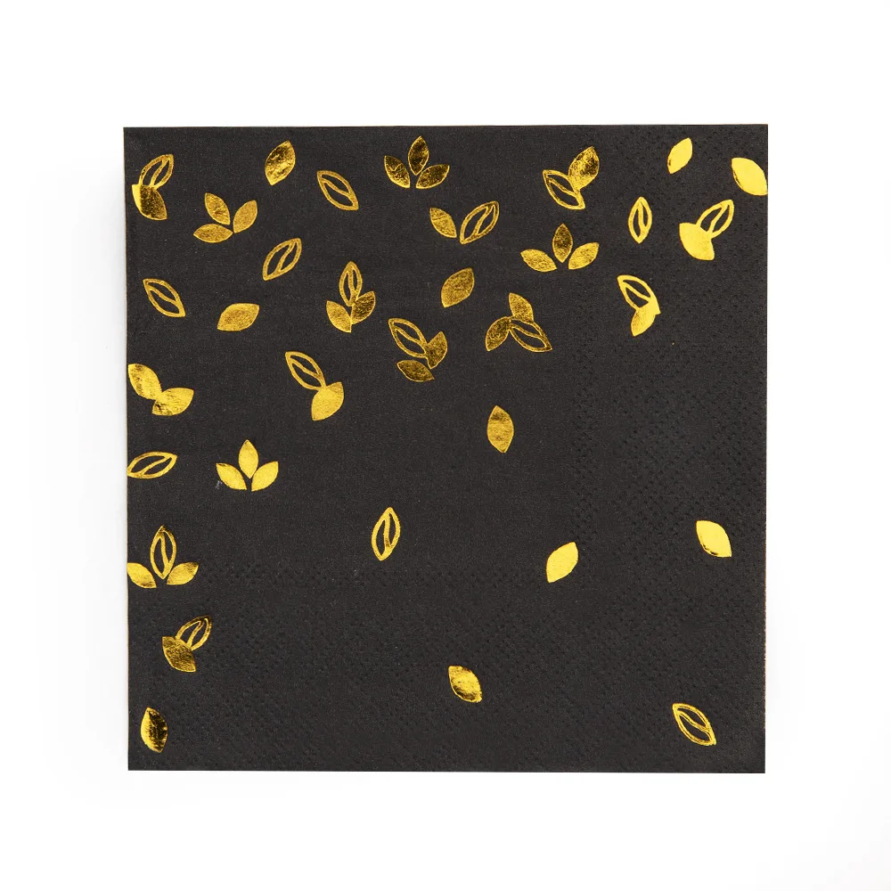 80 Stück Goldene Servietten - 3-lagige Cocktailservietten Gefaltet 5 x 5 Zoll Barservietten Einweg-Partyservietten Papierservietten für Abendessen – Detail 3