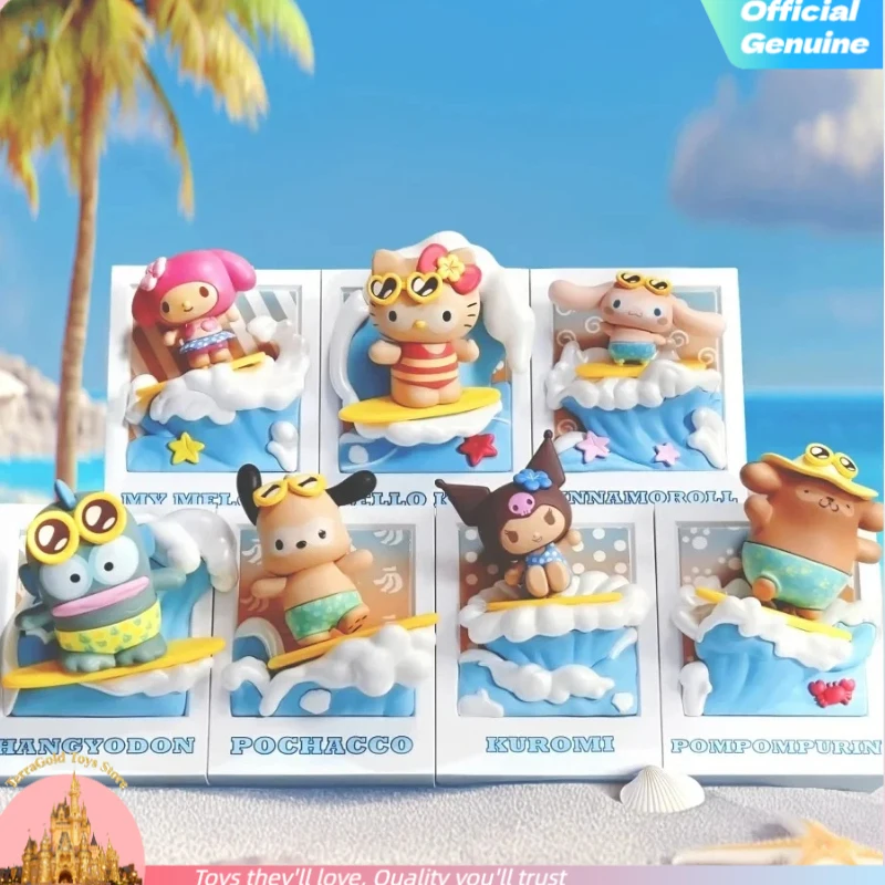 

New Genuine Sanrio Blind Box Summer Tan Surf Series Mystery Box Fridge Magnet Doll Ornament Gift Toy Trendy Play