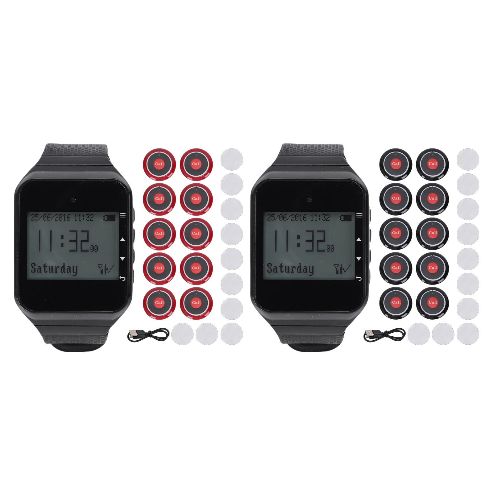 Wireless Calling System with 10 Call Buttons 1 Watch Receiver 433.92MHz Water Proof RF Pager System for Restaurant Nursing Home