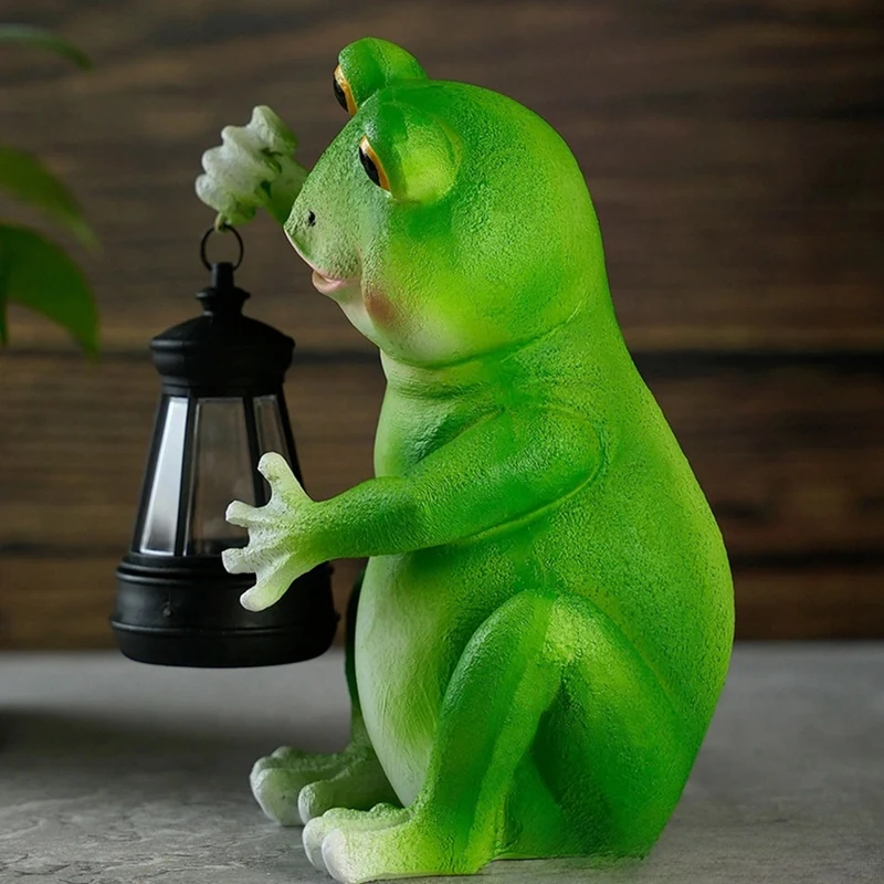 시뮬레이션 개구리 동물 태양광 랜턴 정원 안뜰 집 발코니 현관 레진 장식품-SPMI