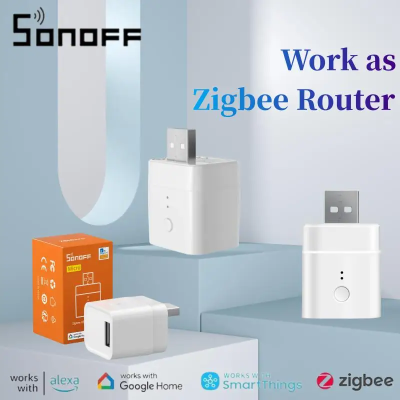 SONOFF ZBMicro Zigbee Micro USB Smart Adaptor Support 36W Fast Charging Work as Zigbee Router Support eWeLink Alexa Google