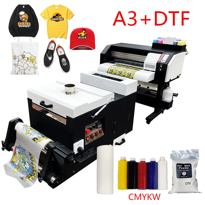 Impresora DTF A3 + 6 colores, cabezal de impresión R1390 instalado con software RIP para camiseta, sudadera, impresora de Jeans