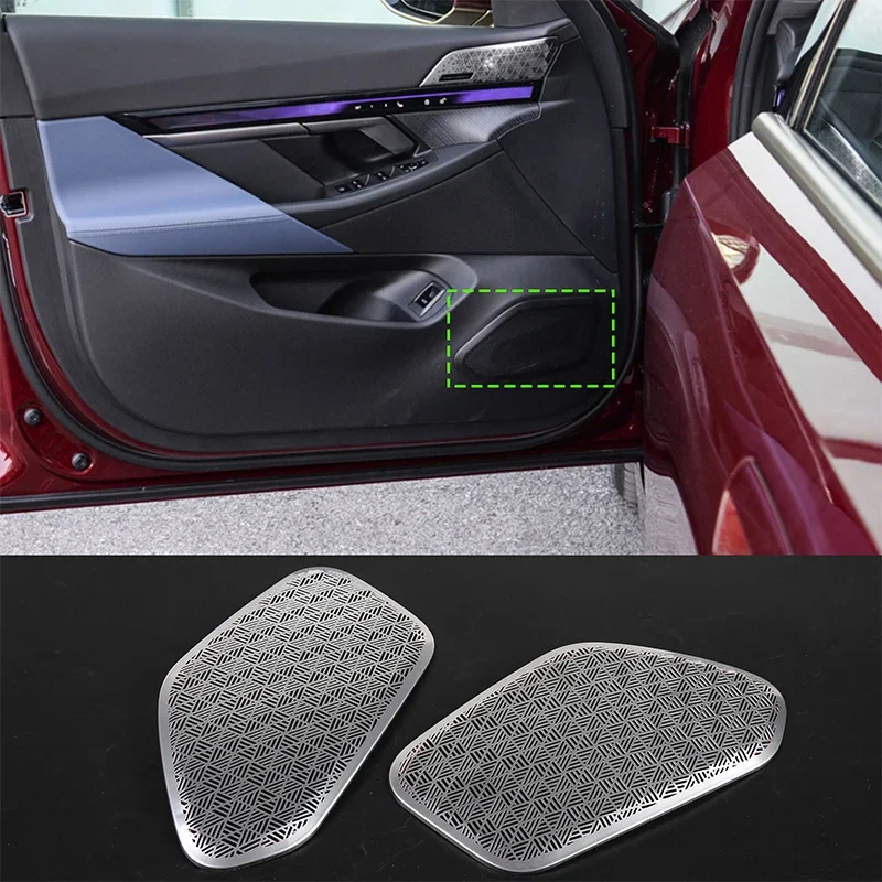 

For BMW 5 Series G60 2024 + car door horn decorative frame cover stainless steel silver interior accessories