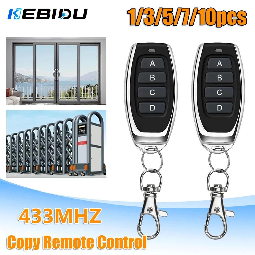 KEBIDU 1/3/5/7/10pcs RF Remote Control Key 433mhz Transmitter Cloning Duplicated Copy Learning Fix Code for Electric Garage Door