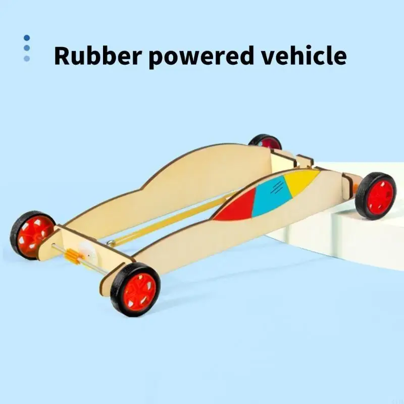 G8TA Rubber -Band Powered Car Assembly Toy Science Experiment Set для Kid 6 ＋