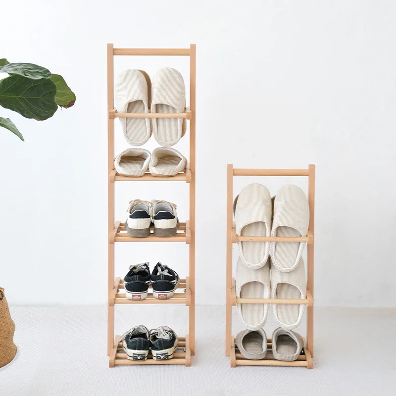 

Japanese Style Six Layers Shoe Rack Large Capacity Slipper Rack Solid Wood Multi-Purpose Storage Shelf Entryway Shoe Organizer