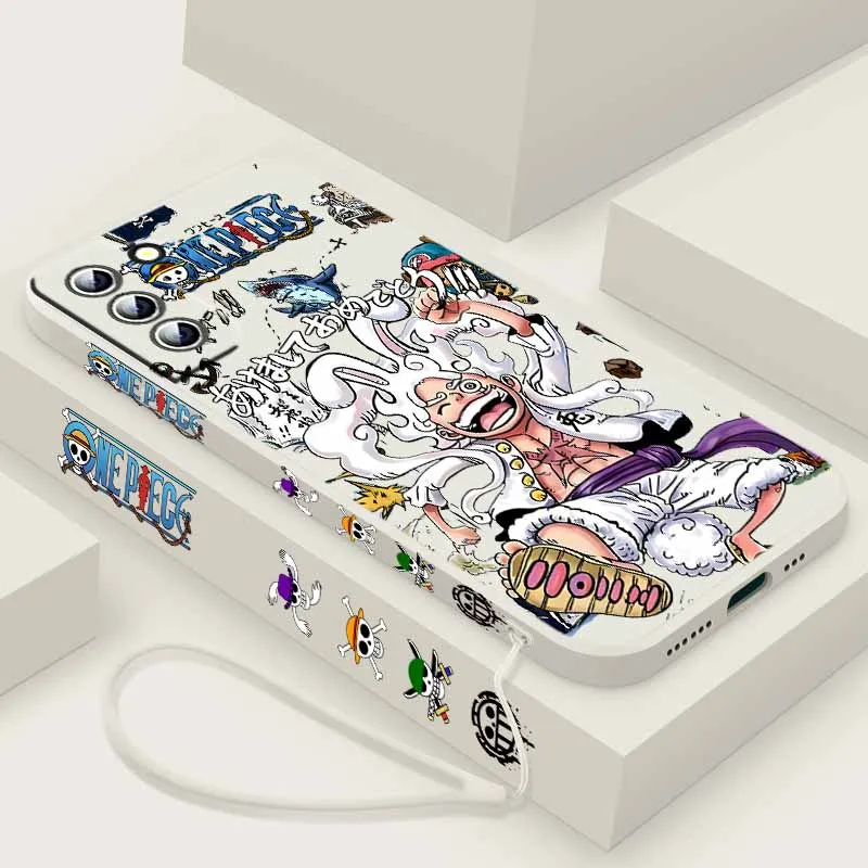 O-One Pieces Anime Cover For Samsung S26 S25 Edge S24 S23 S22 S21 S20 Ultra Plus Liquid Left Rope Funda Silicone Soft Phone Case