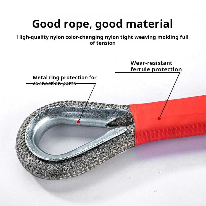 Emergency Rescue Rope Car Trailer Belt Thickened Anti-Breakage Traction Rope Polyester Binding Belt Thickened Shackle