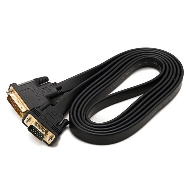 Active DVI-D Dual Link 24+1 Male To VGA Male Adapter With Flat Cable Adapter For Laptop,PC,Monitor Or Projector 2M