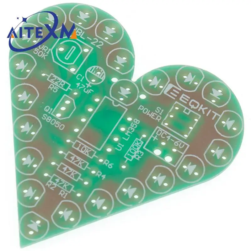 DIY Kit Heart Shape Breathing Lamp Kit DC 4V-6V Breathing LED Suite Red White Blue Green DIY Electronic Production for Learning