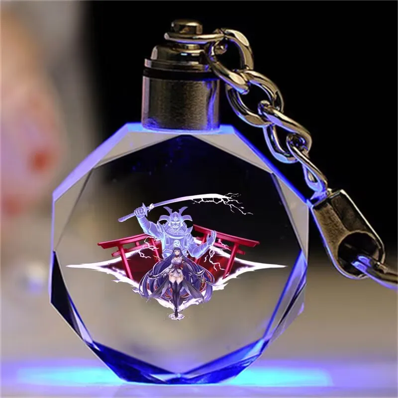 Genshin Impact, брелок с кристаллами вспышки из мультфильмов и аниме, подвеска для школьной сумки, Raiden General, орех, Чжунли, Сяо, сувенир