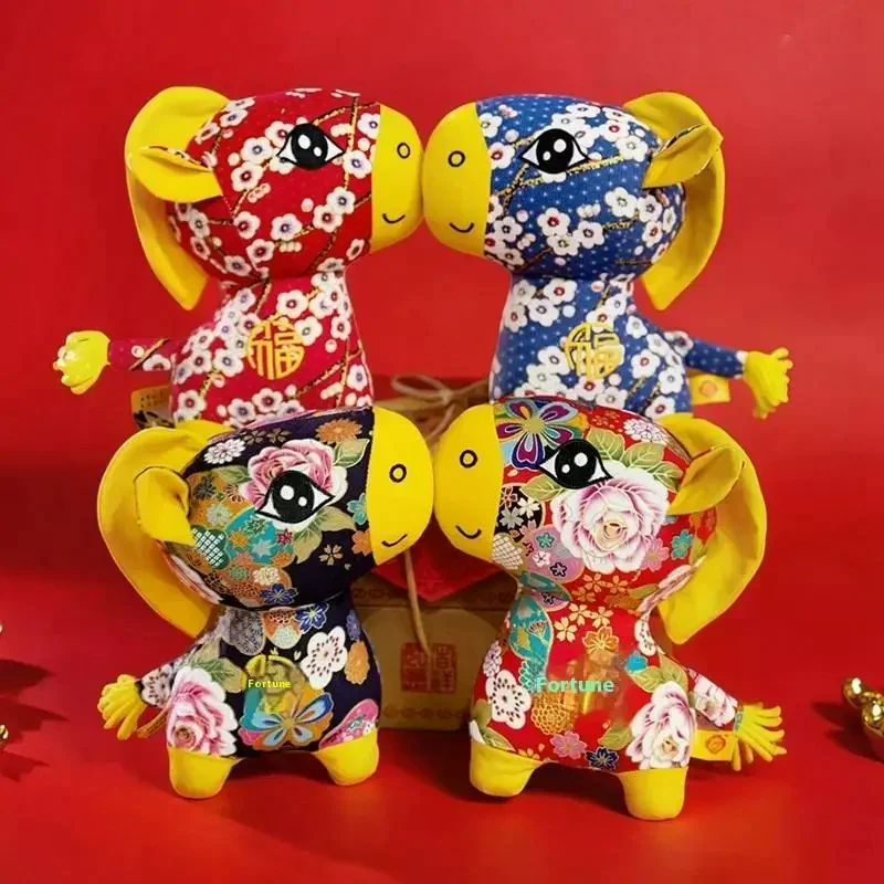 

Year Of The Horse Chinese Style Zodiac Plush Pony Figurine Flower Cloth Horse Doll With Rose/Plum Blossom Print Pony Toy