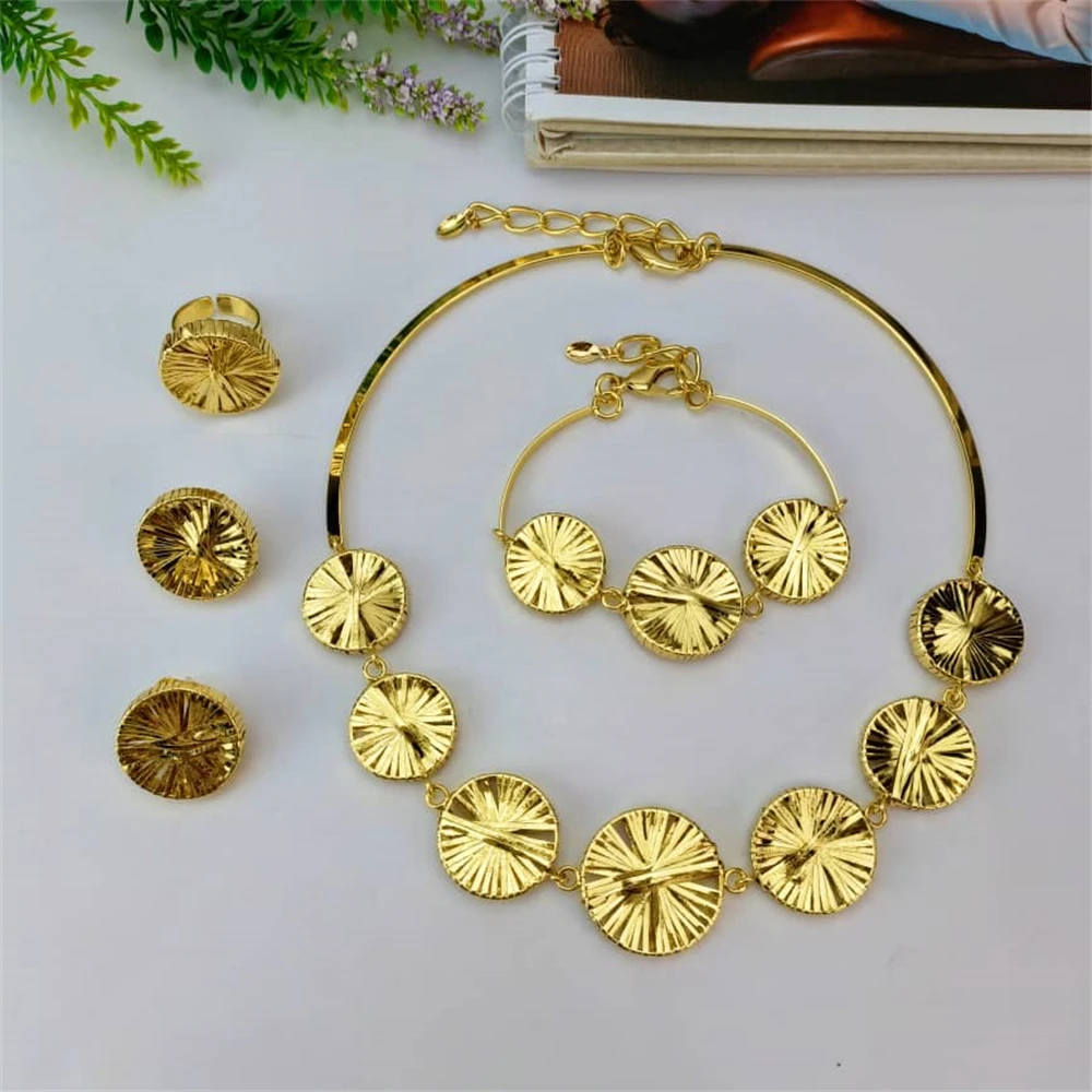 

EMMA Brazilian Gold Plated Jewelry Women Jewelry Set Luxury Wedding Necklace Nigerian Engagement Jewelry