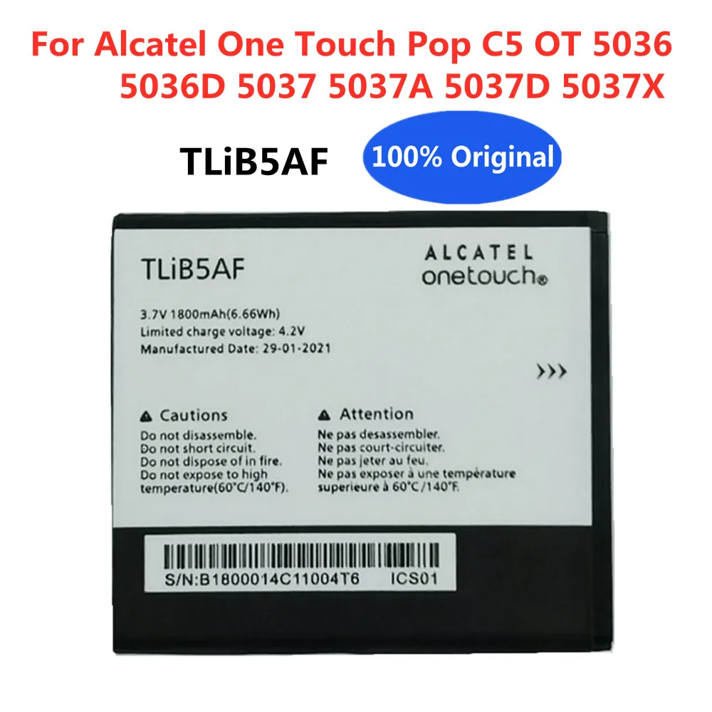 

Original 1800mAh TLiB5AF Battery For Alcatel One Touch Pop C5 OT 5036 5036D 5037 5037D 5037A 5037X Smart Phone Battery Batteria