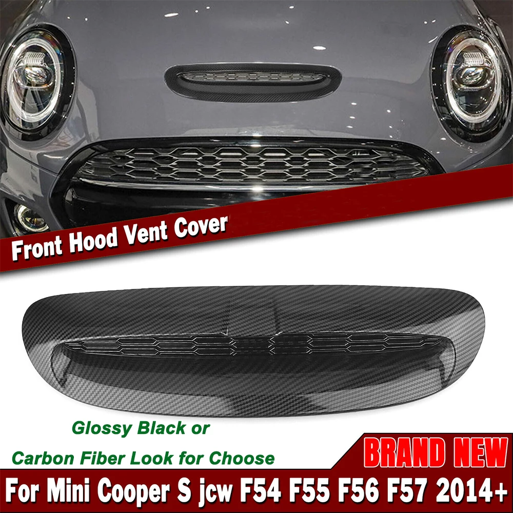 1 Set For Mini Cooper S JCW F54 F55 F56 F57 2014-2024 ABS Gloss Black Front Engine Bonnets Hood Scoop Air Outlet Vent Cover Trim