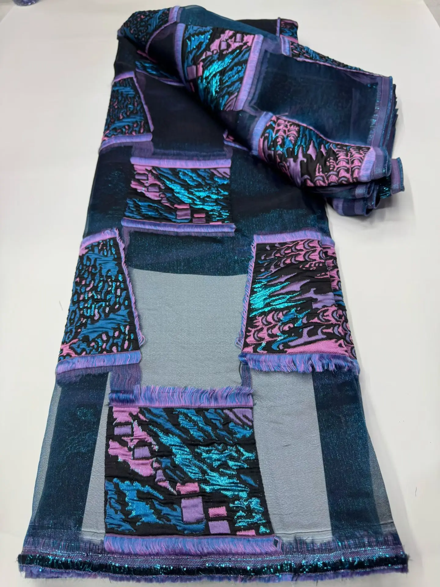 

Новейшая небесно-голубая ткань для вечеринок в стиле дамаск с кружевом и жаккардом, высококачественная африканская кружевная ткань для платьев 2026 года LCW2609