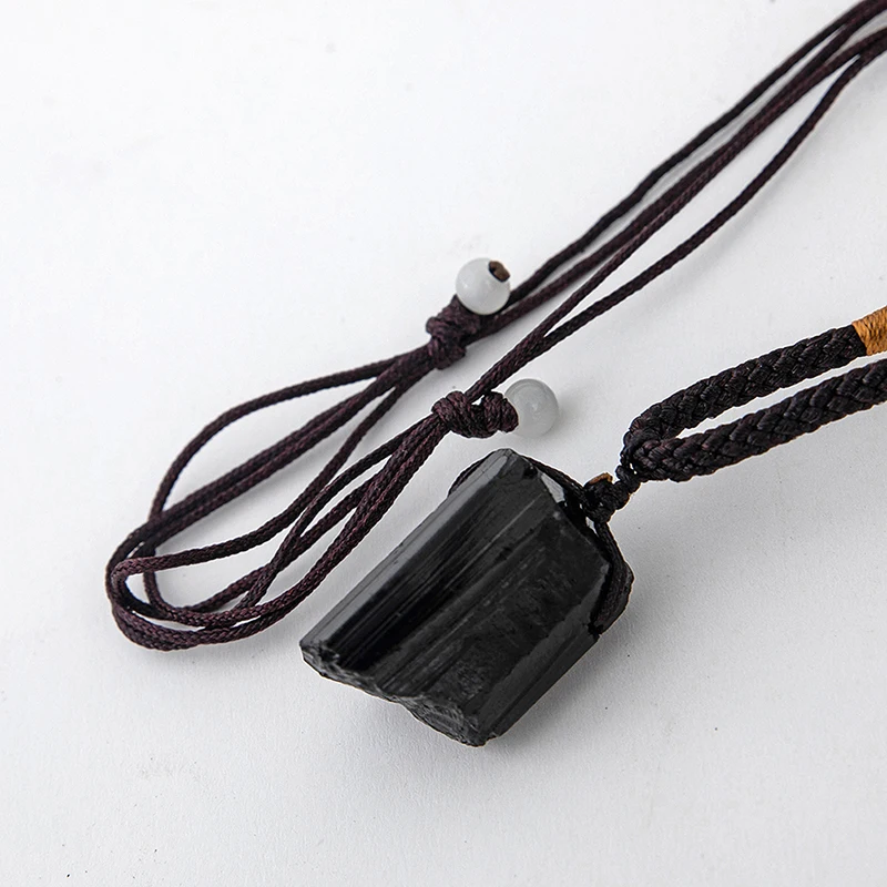 Natural Black Tourmaline Stone Necklace Pendant Black Tourmaline Original Stone Ore Specimen Fashion Jewelry Accessories Gift image 3
