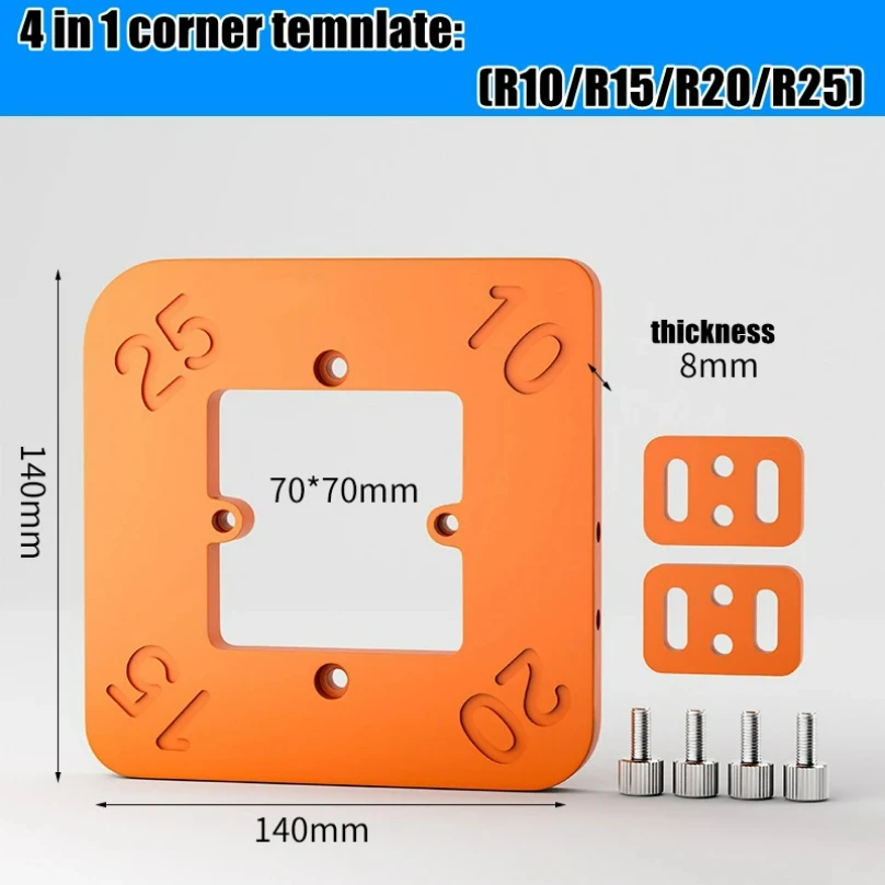 XMSJ Woodworking Router Corner Radius Templates Jig R10 to R50 Routing Curved Corners Milling Circular Radian Hardness ABS Tool