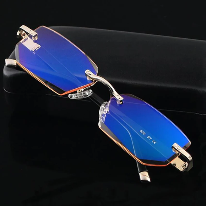 YURERSH High Quality Diamond Cut Ultralight Frameless Reading Glasses Anti-Blue Light Radiation Vision Glasses Read Glasses Y29