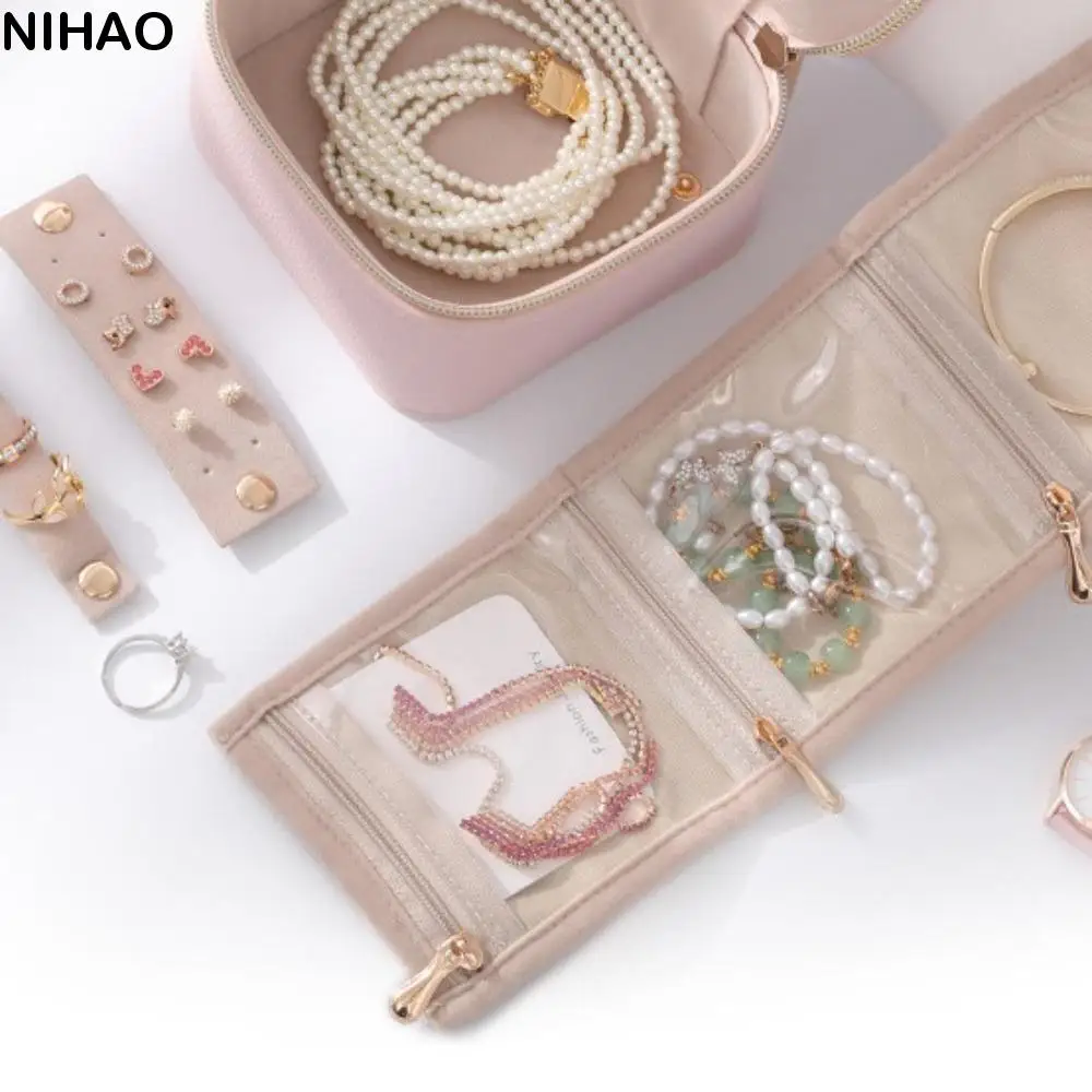 

Exquisite Jewelry Storage Box Jewelry Display Portable Foldable Jewelry Roll Cosmetic Bag Convenient Jewelry Organizer Earrings