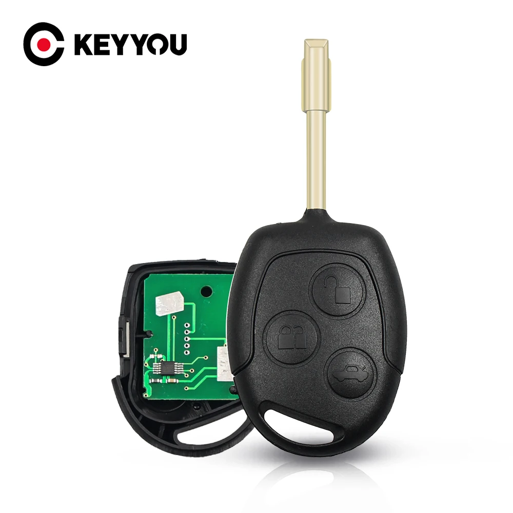 KEYYOU 3 Buttons 433MHZ Remote Entry Key Fob For Ford /Mondeo /Fiesta /Focus /Ka Transit