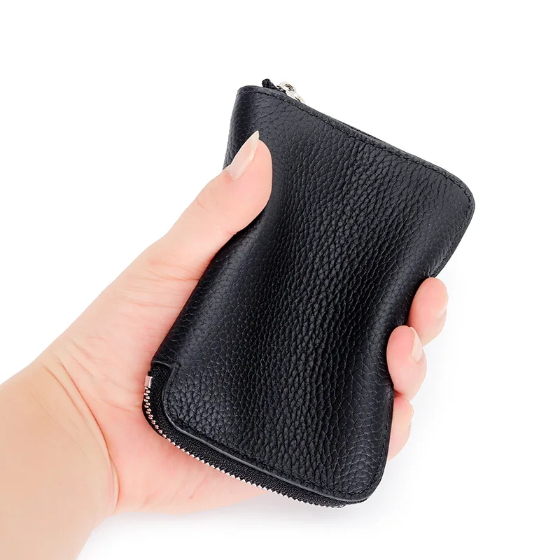 Brand Design Genuine Leather Wallet Women\'s Top Layer Cowhide Leather Zipper Coin Wallet Multi Card Slots Fashion Short Purse