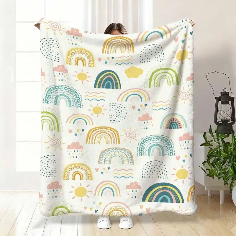 

Плед «Пастельная радуга и солнечный свет», мягкий уютный фланелевый плед для дивана, кровати, подарок для детей и любителей бохо