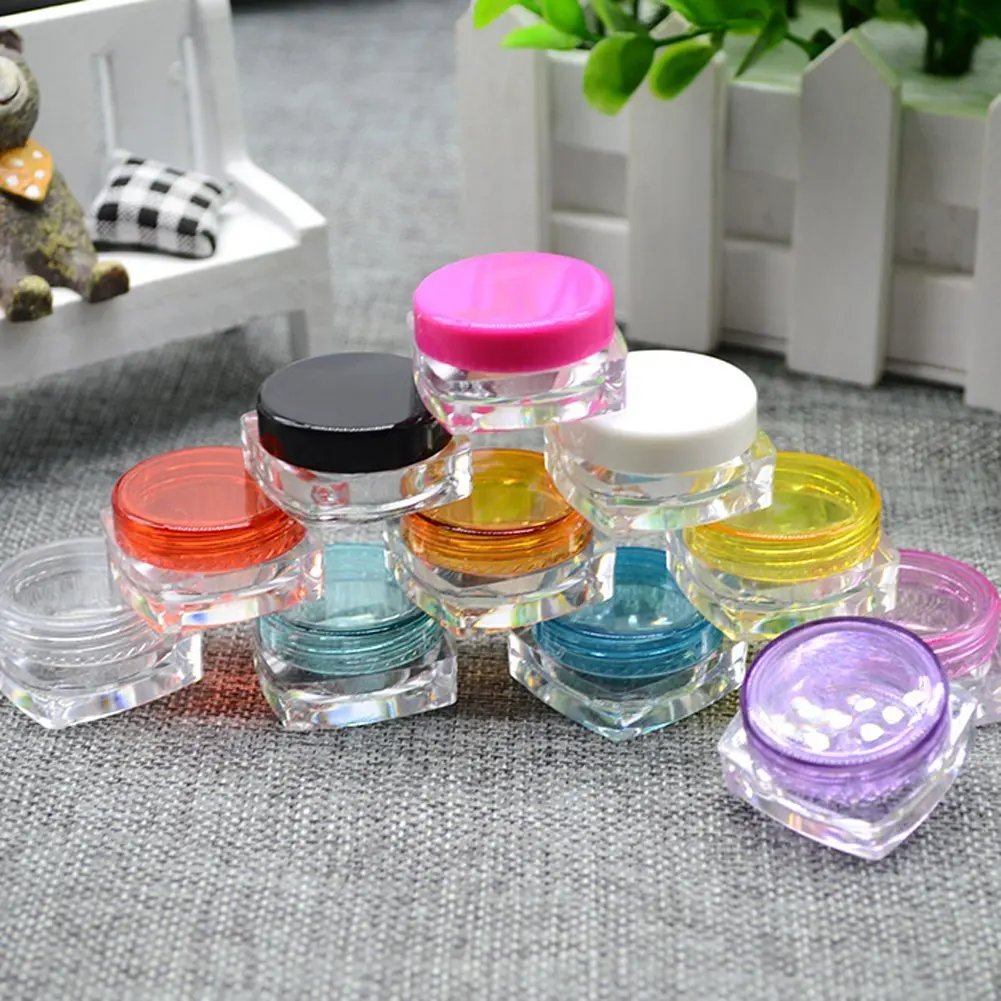 5Pcs3g/5g Cosmetic Bottle Empty Container for Cosmetic Samples Refillable Square Bottom Vial Plastic Cap Eyeshadow Travel Jar