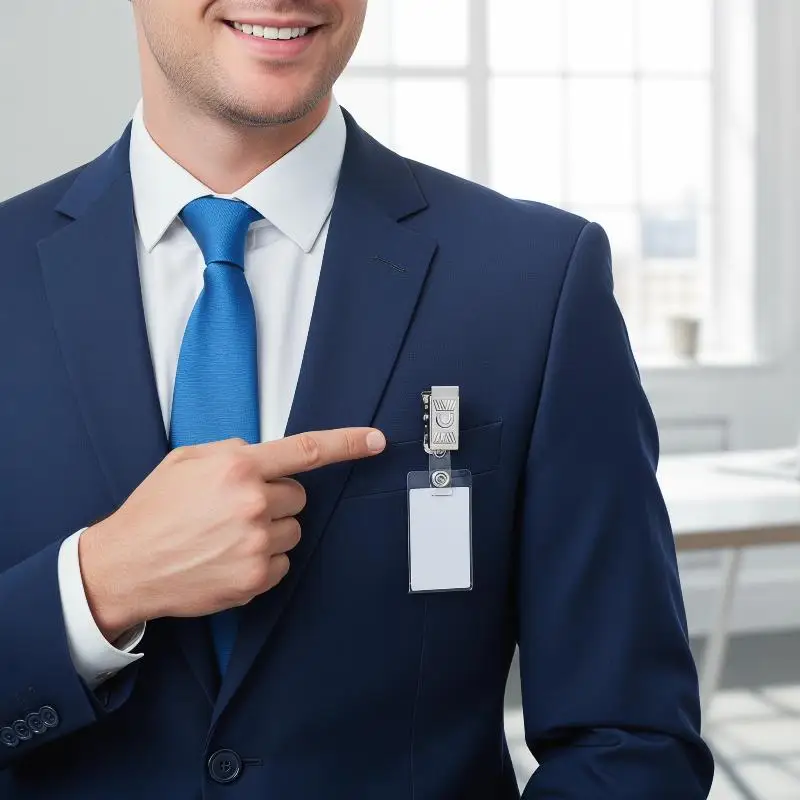 5PCS Employee Badge Clip with Name Tag Holder ID Card Strap Clip for Hospital School Office Staff Easy to Use Strong Material