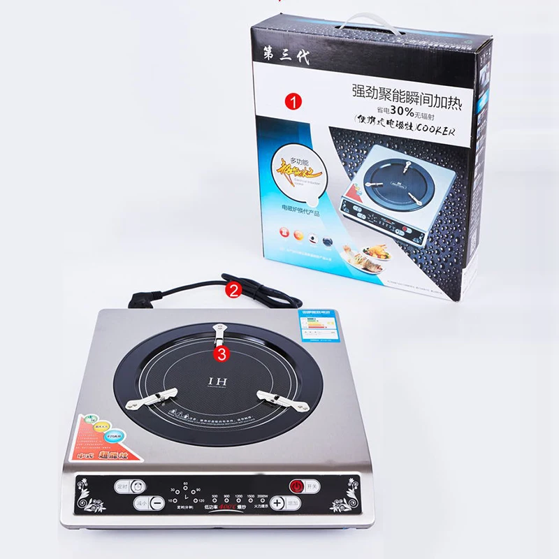 Бытовая индукционная плита, многофункциональная плита для сбора, 220 В, 2000 Вт, печь, индукционная плита высокой мощности, кухонная машина