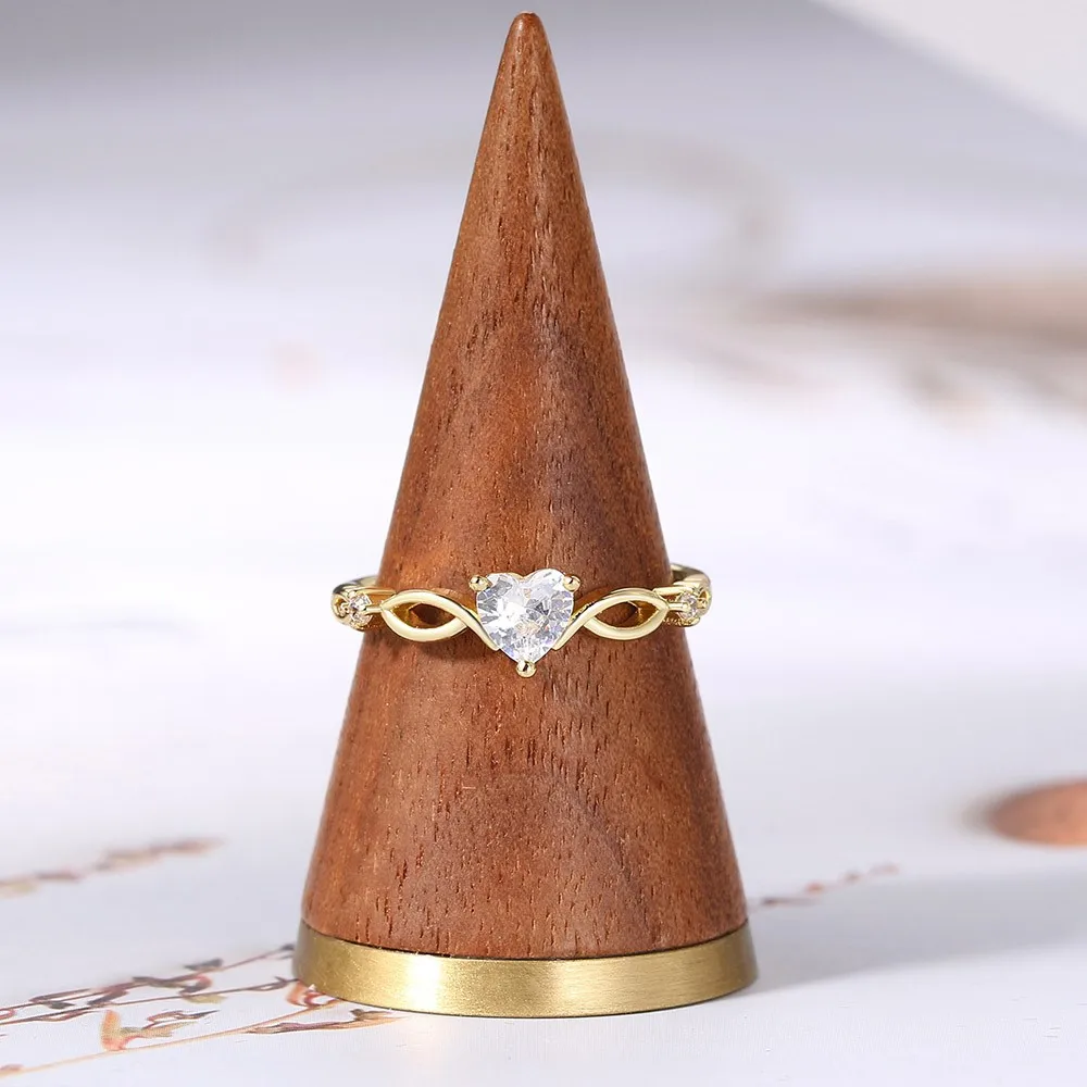 Fashion Heart Ring For Teen Female Romantic Gold Color Promise Ring Aesthetic Women Korean Jewelry Wedding Accessories KAR346