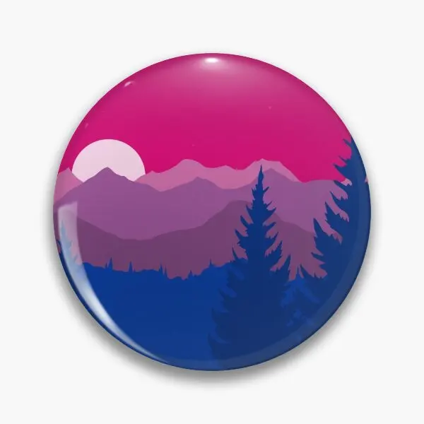 Subtle Bisexual Pride Flag Mountainscape  Soft Button Pin Lover Women Decor Cute Lapel Pin Jewelry Gift Funny Fashion Creative