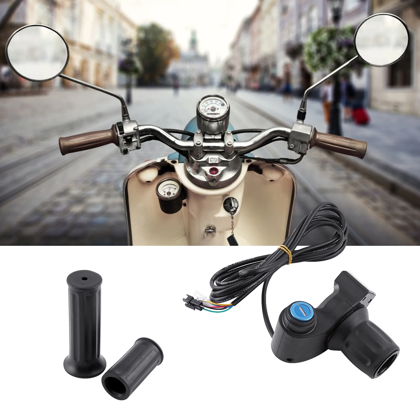 New Display Indicator & lock 12V-99V Electric Bike Scooter Half Wrist Throttle Grip Handle LED Display Key Knock half  throttle