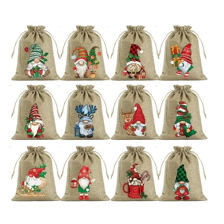 1/5/10/20/50/100pcs Gift for Her/Him: Set of 24 Christmas Gift Bags with Drawstring Closures - Two Sizes Perfect for Her/Him, Id