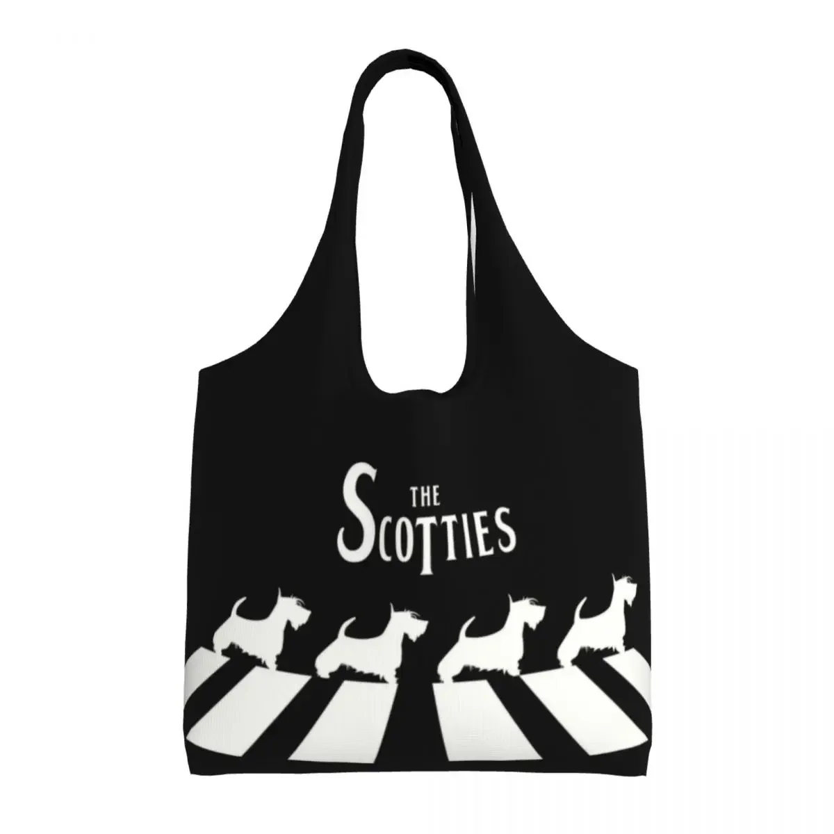 

Reusable The Scotties Shopping Bag Women Shoulder Canvas Tote Bag Durable Scottish Terrier Dog Grocery Shopper Bags Handbags