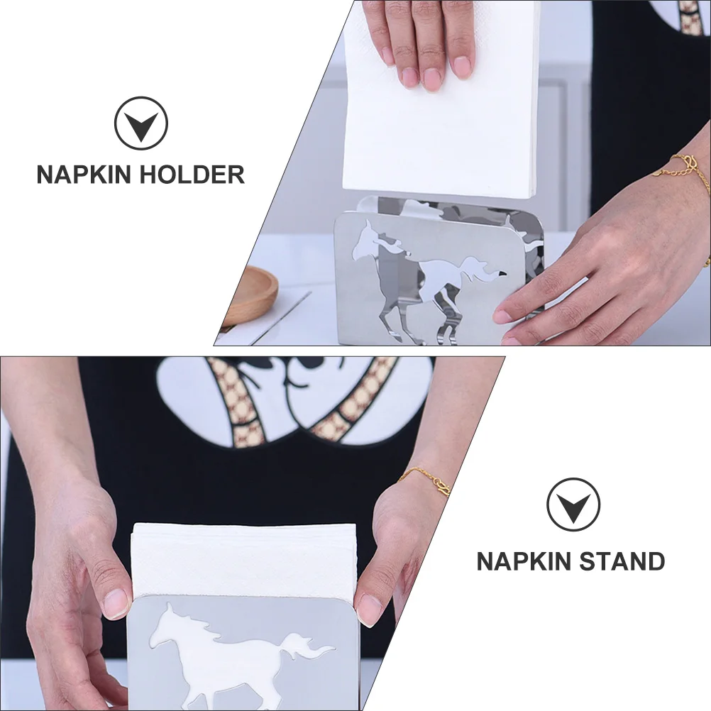

1 pc Stainless Steel Napkin Holder Rustproof Table Napkin Stand For Bar Hotel Restaurant Simple Design Silver Color