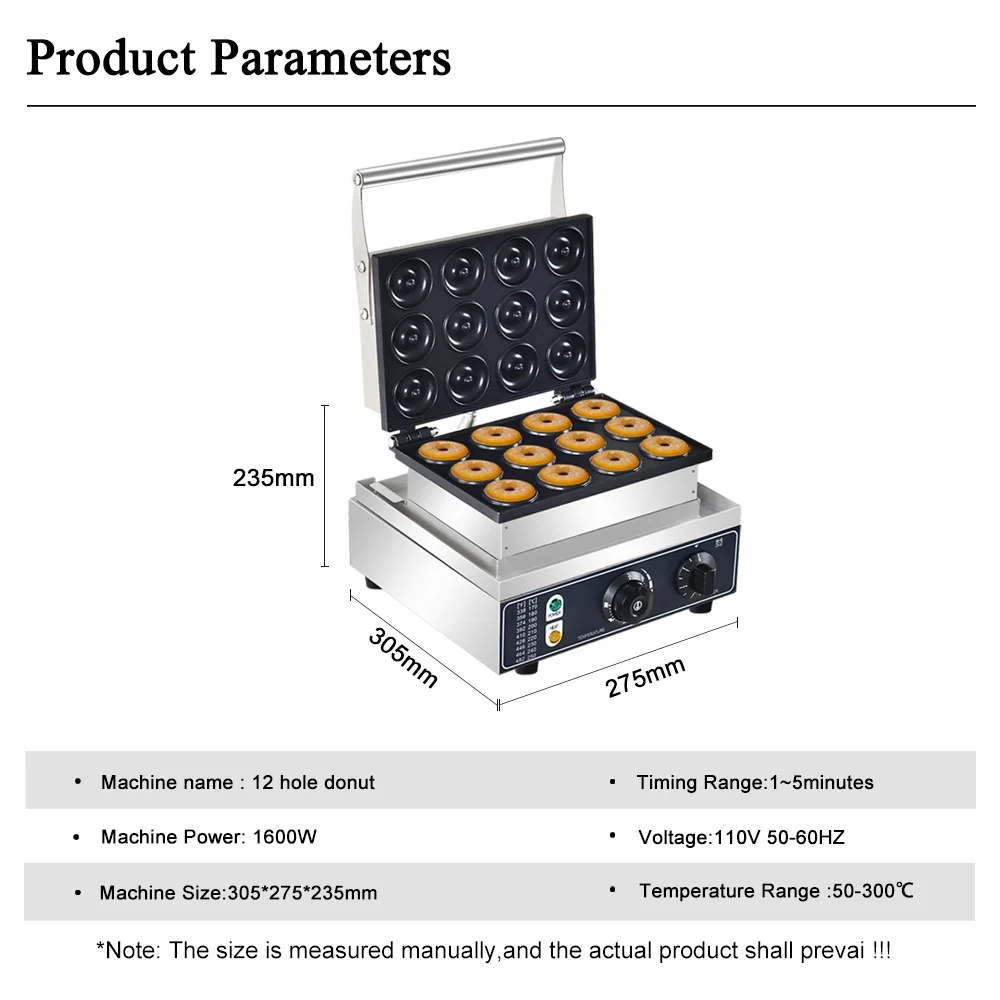التجارية 12 ثقوب دونات آلة لا عصا دونات كعكة صانع لوحة من الحديد كعكة