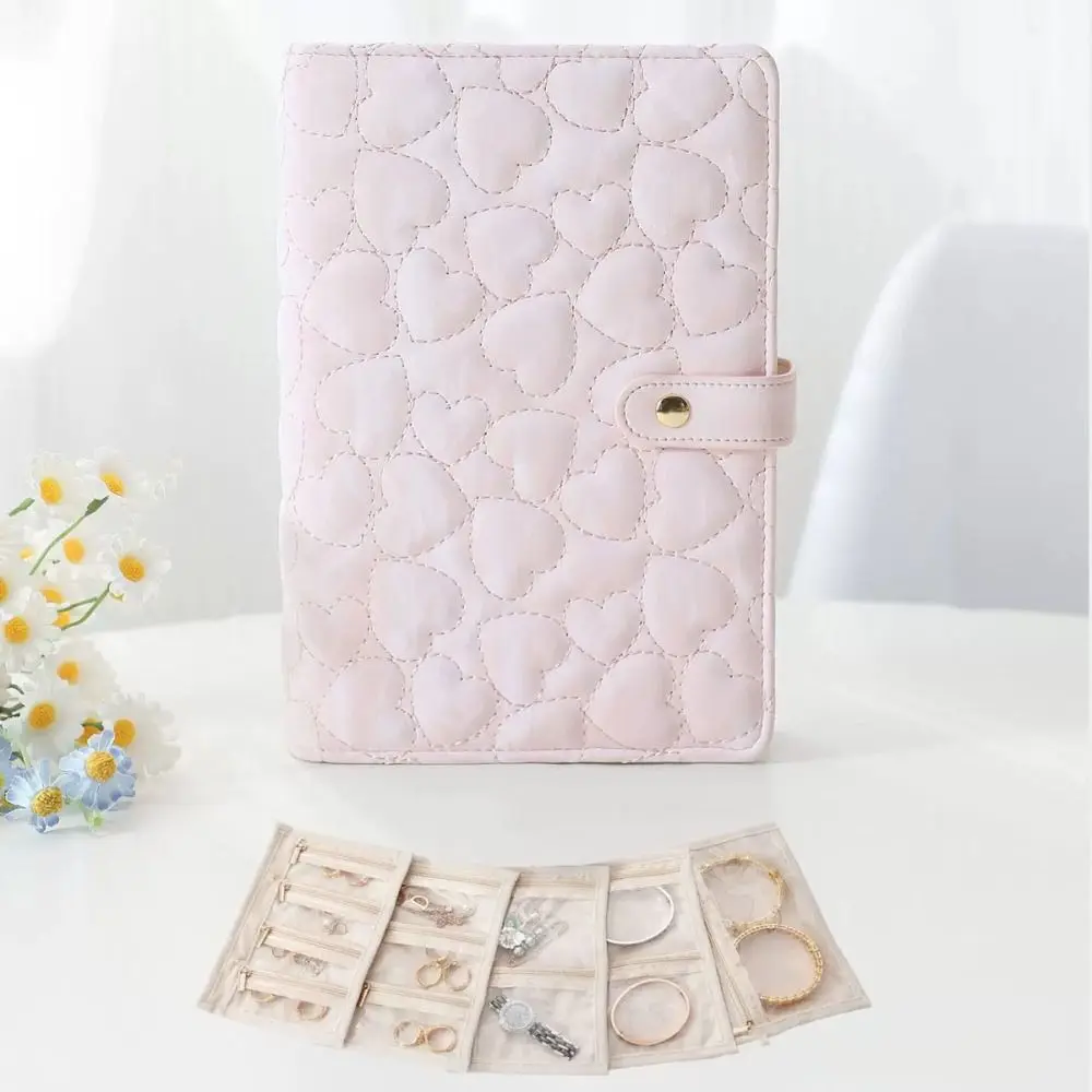 

Leather Jewelry Storage Book Love Heart Transparent Necklace Binder Loose Leaf Waterproof Jewelry Packaging Brochure Display