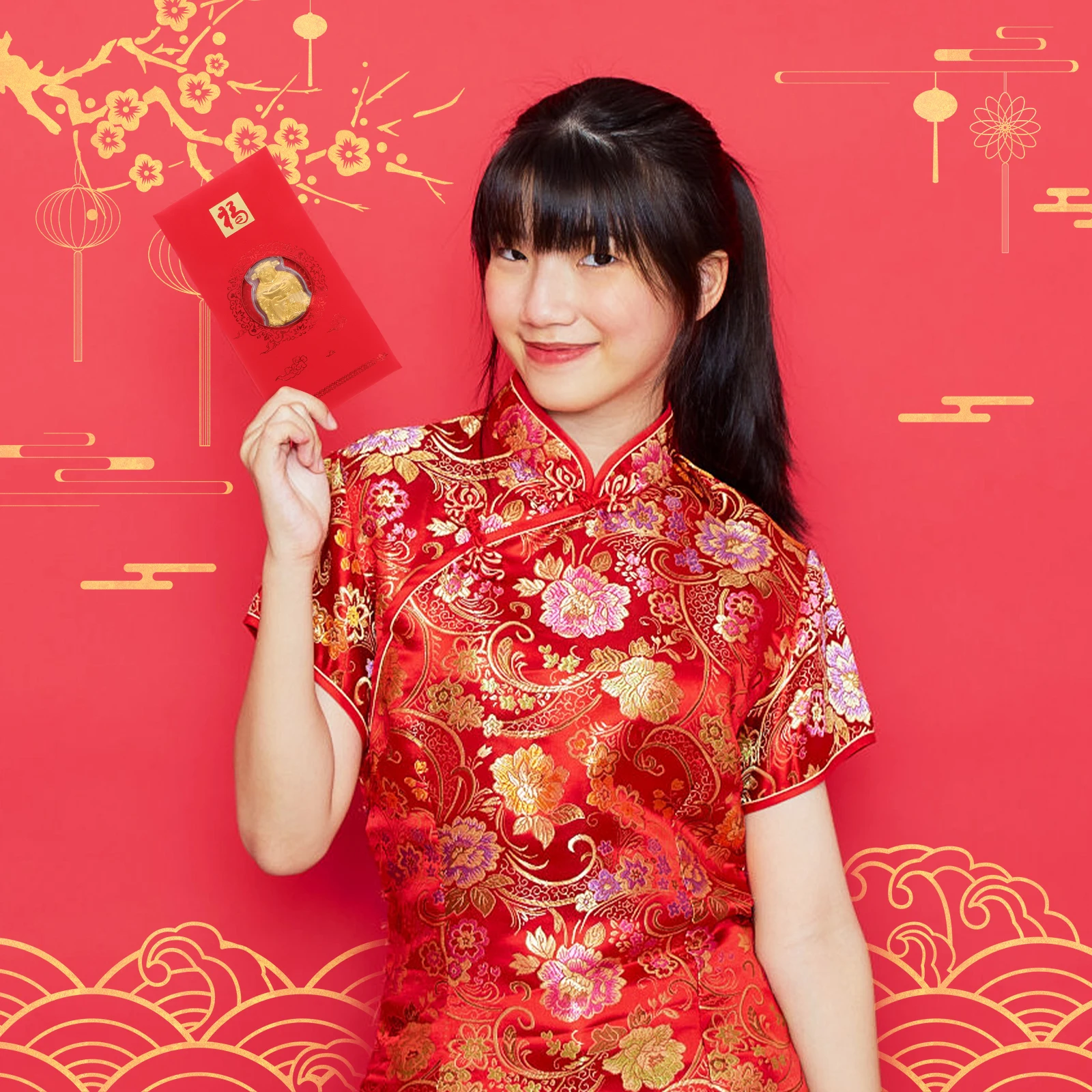 

6pcs Envelope Chinese Style New Year Lucky Money Packet Imitation Gold Leaf New Year Red Packet Sturdy