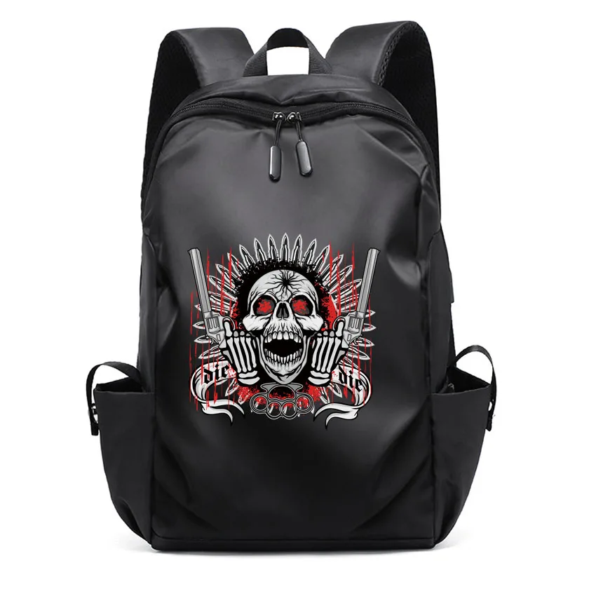 

Women Men Unisex USB Charging Backpacks for Women Fashion All Match Cool School Bag Sweet Funny Skull Pattern Printed Rucksack