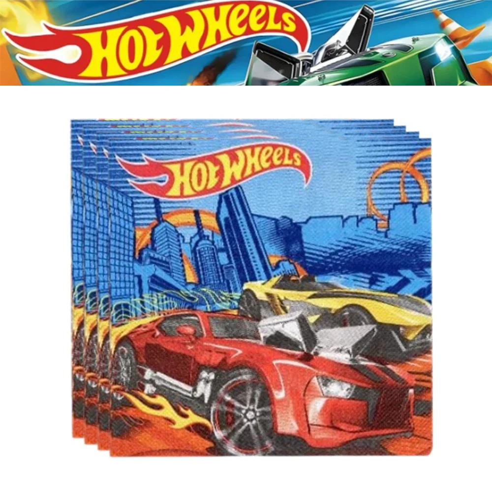 Hot Wheels Party Decoration Racing Car Birthday Supplies Paper Cup Plate Cutlery Cars Balloons Cake Flag Vortex Children\'s Gifts